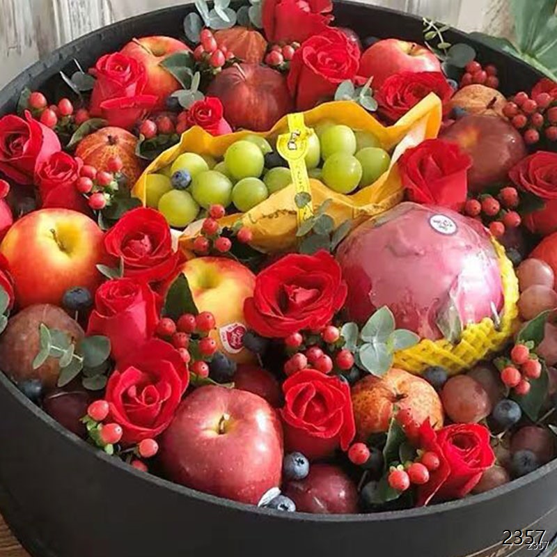 圆形玫瑰水果礼盒